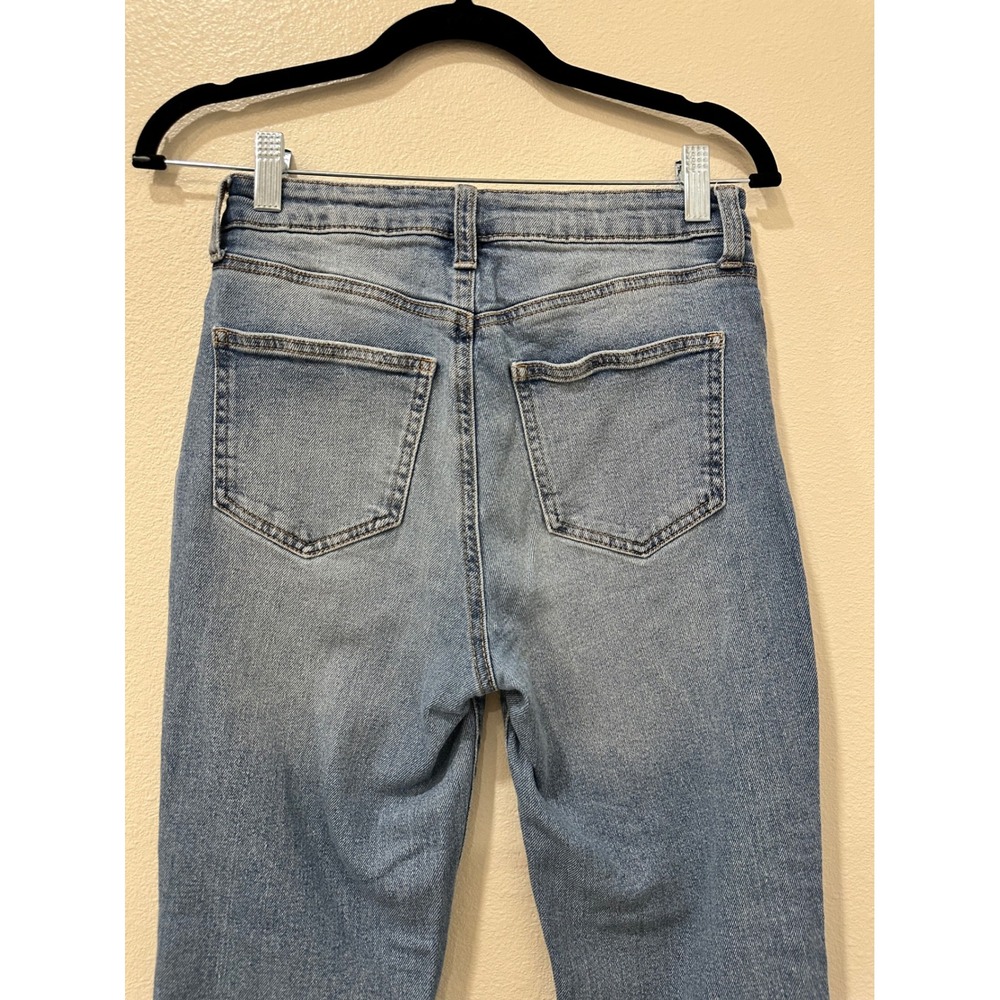 Y2K No Boundaries Womens High Rise Flare Jeans Medium Wash Raw Hem Size 3 - Picture 7 of 7